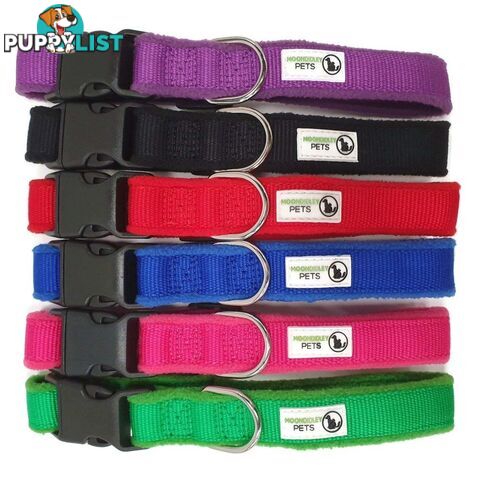 100% Pure Bamboo Fibre w/Fleece Lining Dog Collar Plastic Buckle - Moondidley Pets - MDPCOLFLEXSNVY
