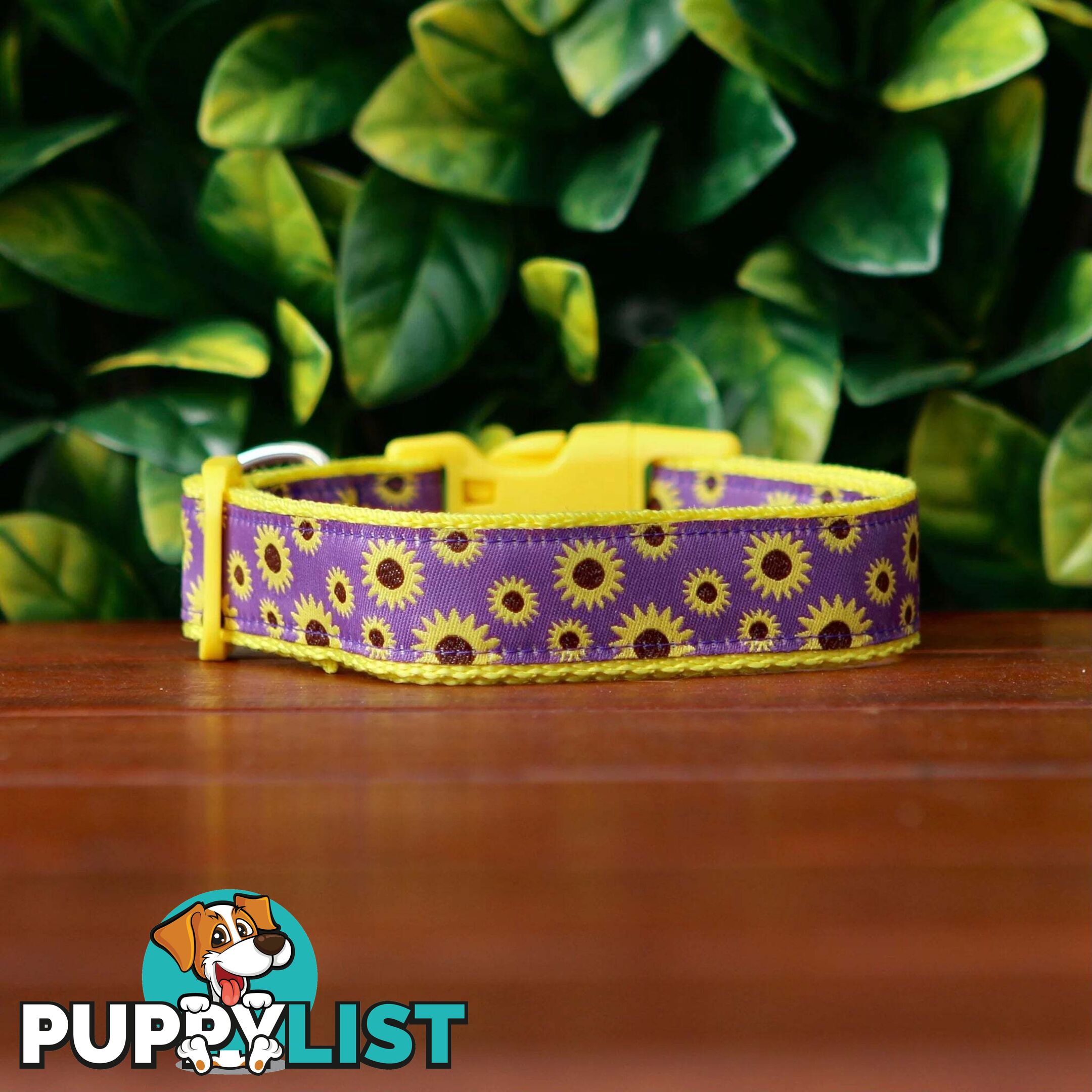 Sunflower Dog Collar - Hand Made by The Bark Side - TBSSUNLGEPUR