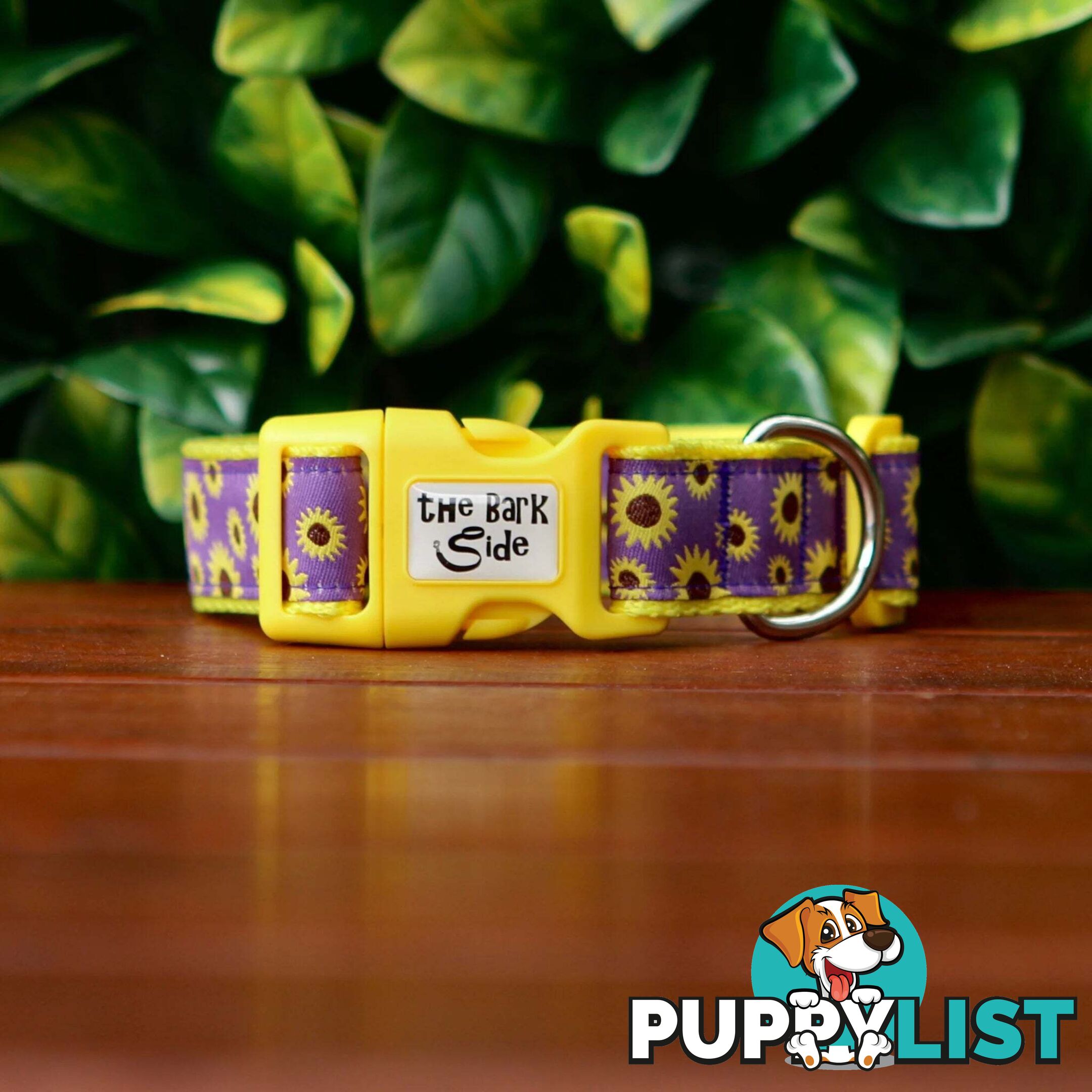 Sunflower Dog Collar - Hand Made by The Bark Side - TBSSUNLGEPUR