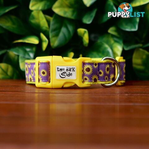 Sunflower Dog Collar - Hand Made by The Bark Side - TBSSUNLGEPUR