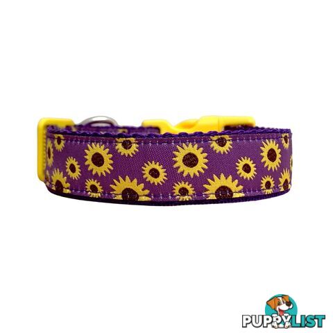 Sunflower Dog Collar - Hand Made by The Bark Side - TBSSUNLGEPUR