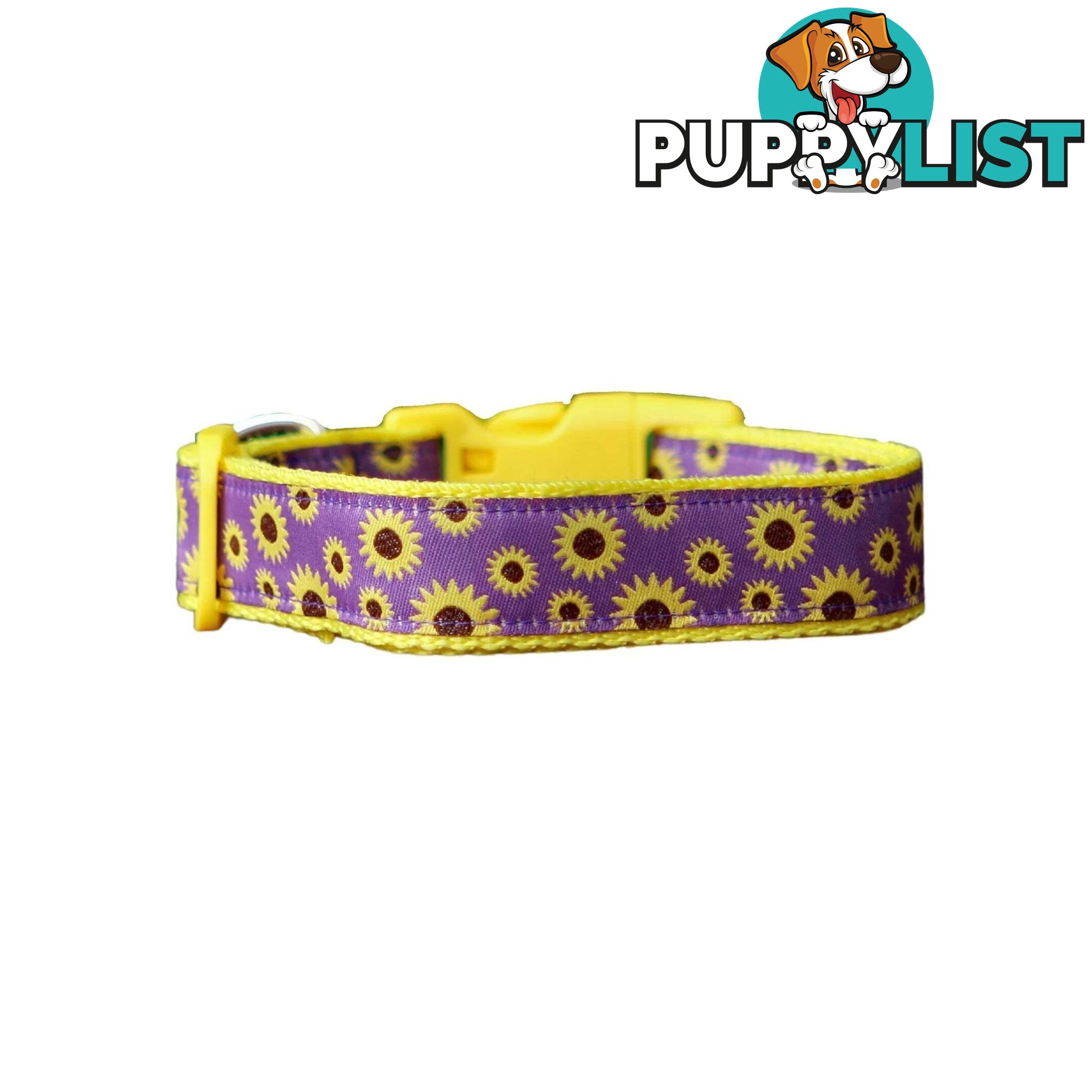 Sunflower Dog Collar - Hand Made by The Bark Side - TBSSUNLGEPUR