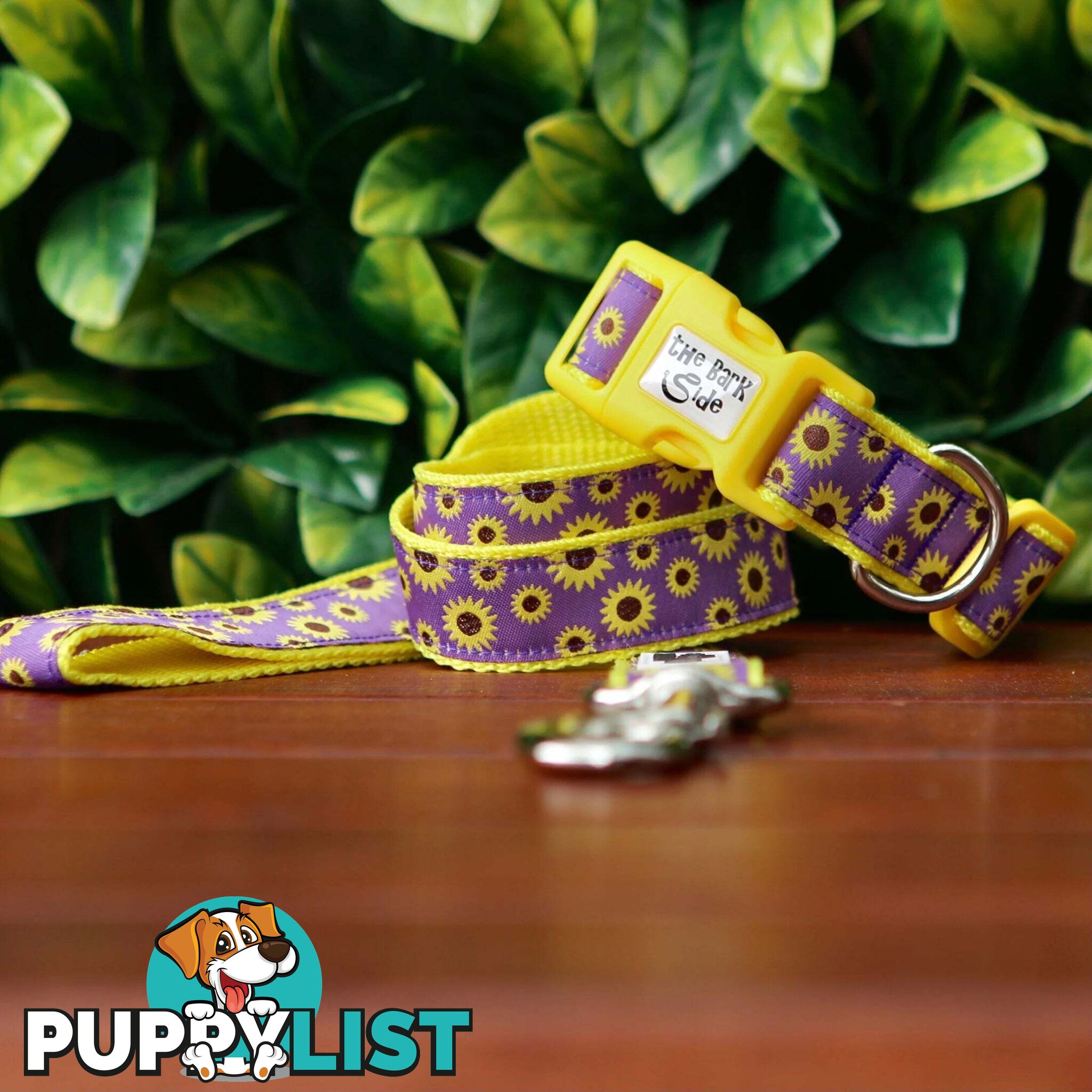 Sunflower Dog Collar - Hand Made by The Bark Side - TBSSUNLGEPUR