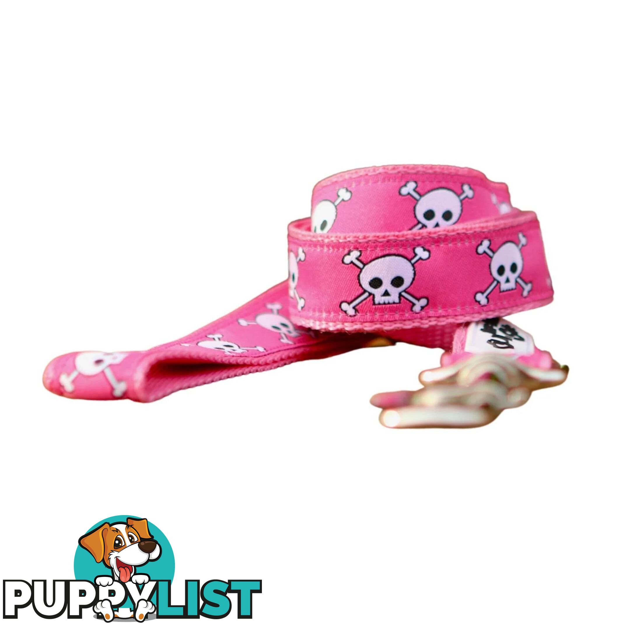 Pink Skulls Dog Lead / Dog Leash - Hand Made by The Bark Side - TBSLDSKU251.2