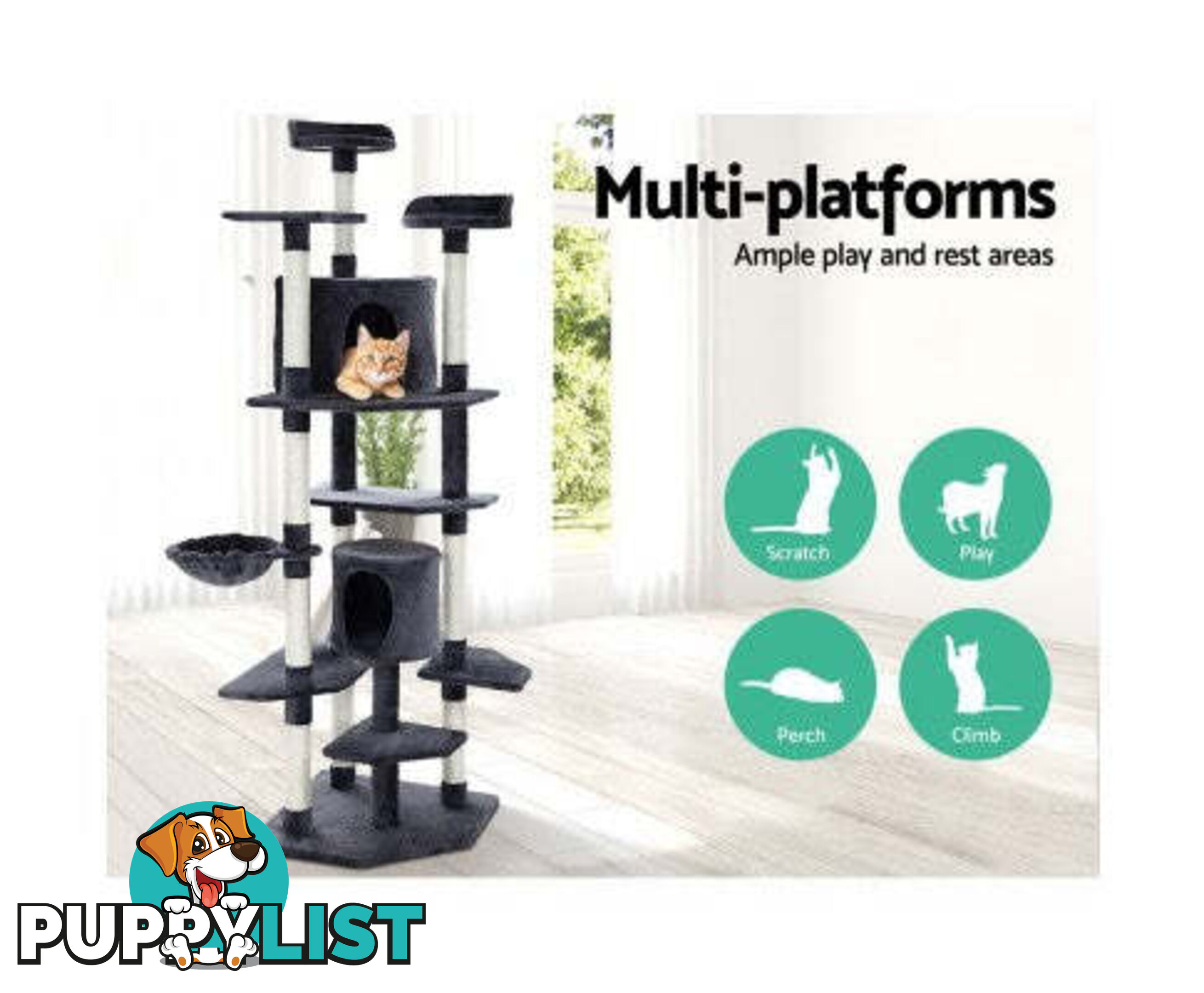 i.Pet 203cm Cat Scratching Post - PET-CAT-PCTOP-GR