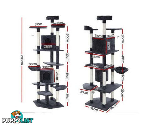 i.Pet 203cm Cat Scratching Post - PET-CAT-PCTOP-GR