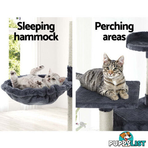 i.Pet Cat Tree 203cm Tower Scratching Post Scratcher Condo Trees House Bed Grey - PET-CAT-PCTOP-GR