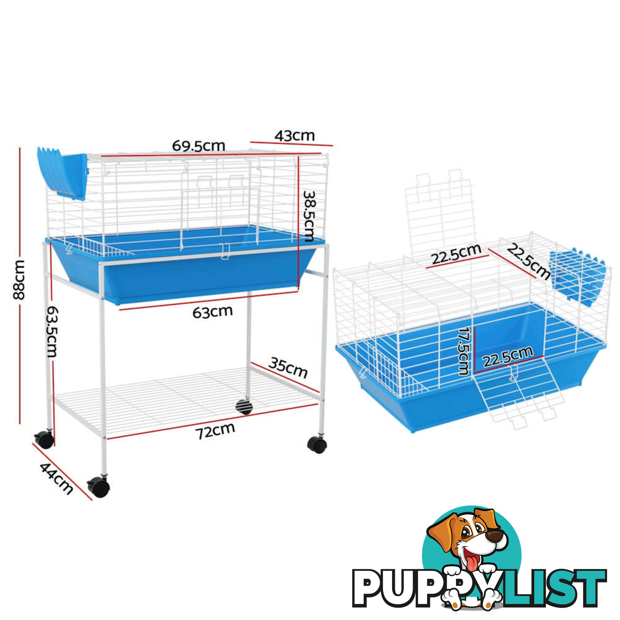 i.Pet Rabbit Cage 88cm Indoor Guinea Pig - PET-RAB-CAGE-H97