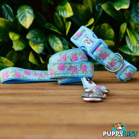 Rose Dog Lead / Dog Leash - Hand Made by The Bark Side - TBSLDROSBLU251.8
