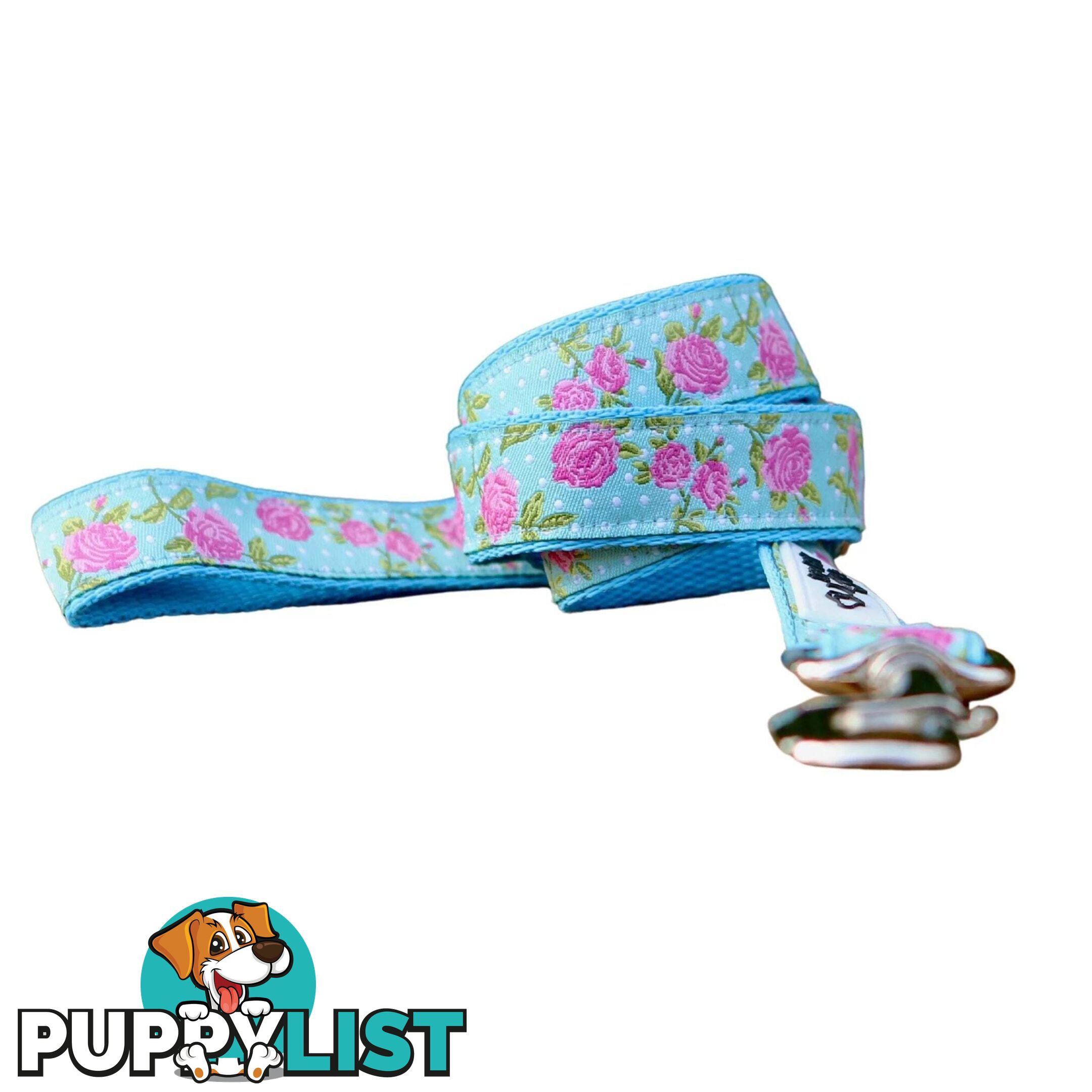Rose Dog Lead / Dog Leash - Hand Made by The Bark Side - TBSLDROSBLU251.8