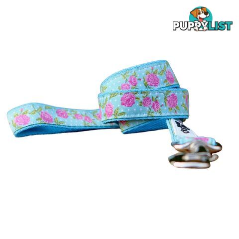 Rose Dog Lead / Dog Leash - Hand Made by The Bark Side - TBSLDROSBLU251.8