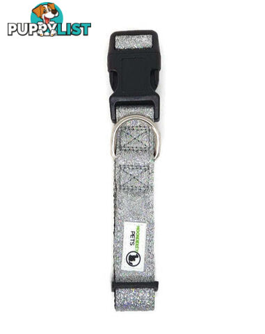 Bling Glitter Overlay Nylon Collar - Breakaway Buckle - Moondidley Pets - MDPCOLBLIXLHPNK