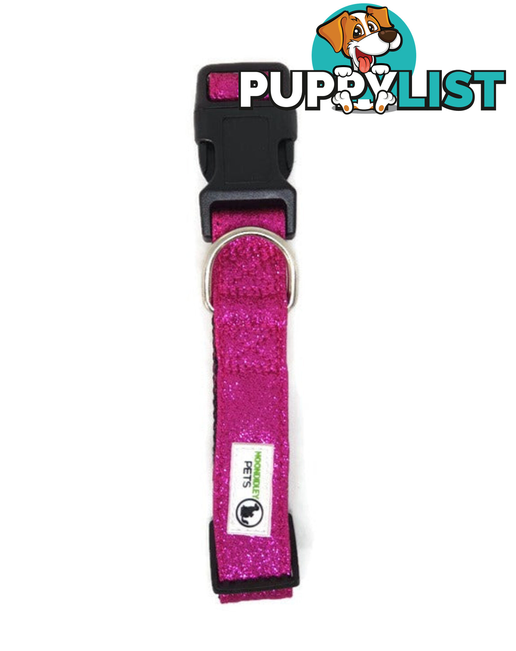 Bling Glitter Overlay Nylon Collar - Breakaway Buckle - Moondidley Pets - MDPCOLBLIXLHPNK