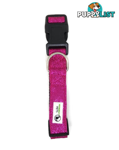 Bling Glitter Overlay Nylon Collar - Breakaway Buckle - Moondidley Pets - MDPCOLBLIXLHPNK