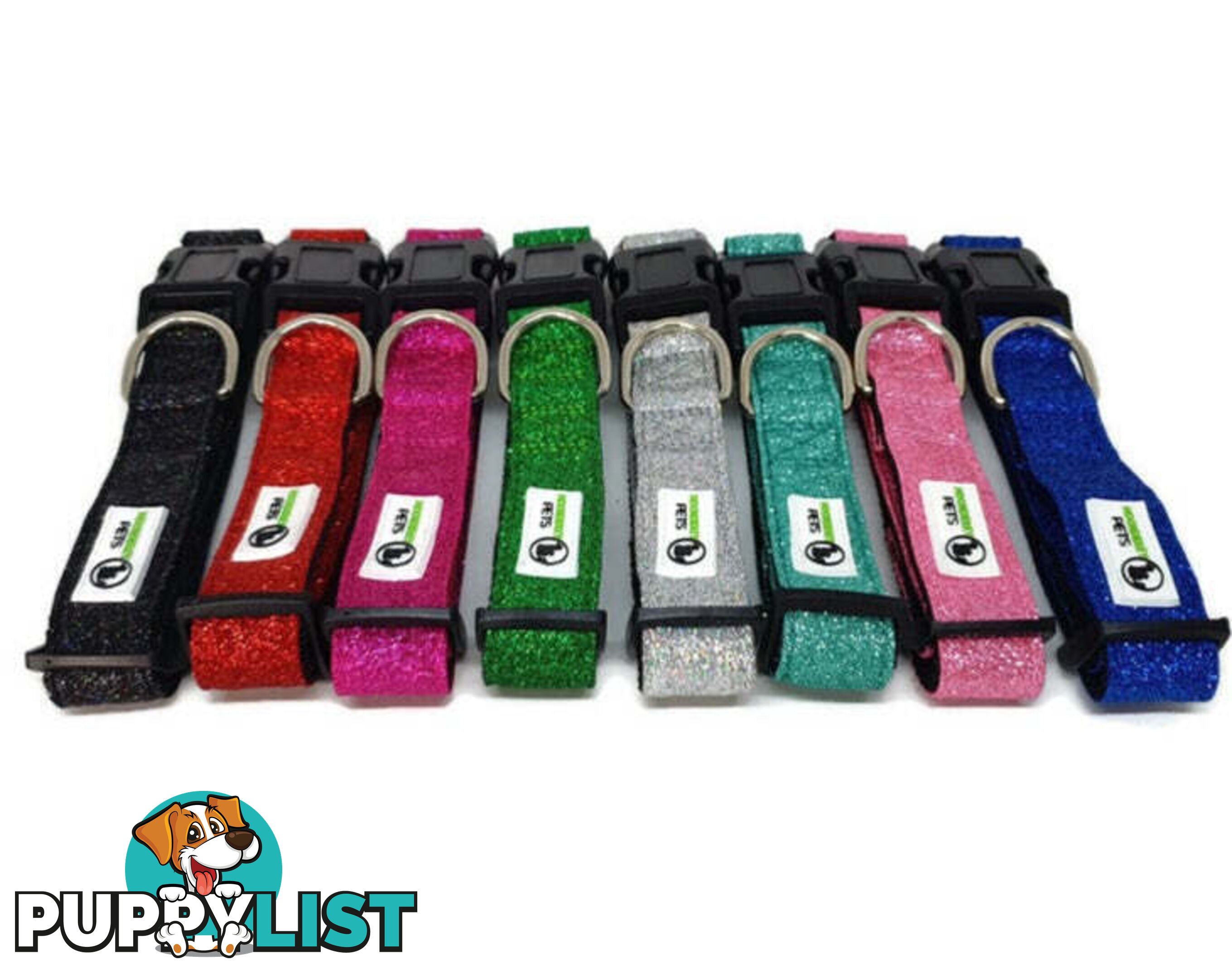 Bling Glitter Overlay Nylon Collar - Breakaway Buckle - Moondidley Pets - MDPCOLBLIXLHPNK