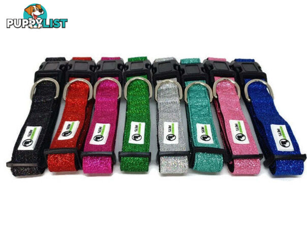 Bling Glitter Overlay Nylon Collar - Breakaway Buckle - Moondidley Pets - MDPCOLBLIXLHPNK