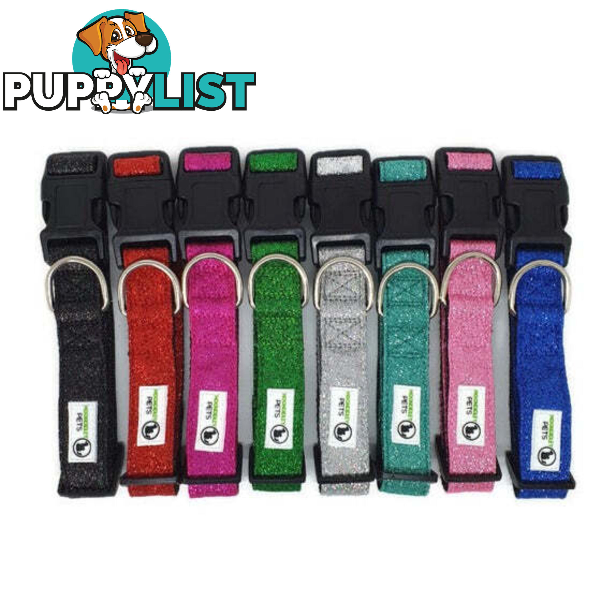 Bling Glitter Overlay Nylon Collar - Breakaway Buckle - Moondidley Pets - MDPCOLBLIXLHPNK