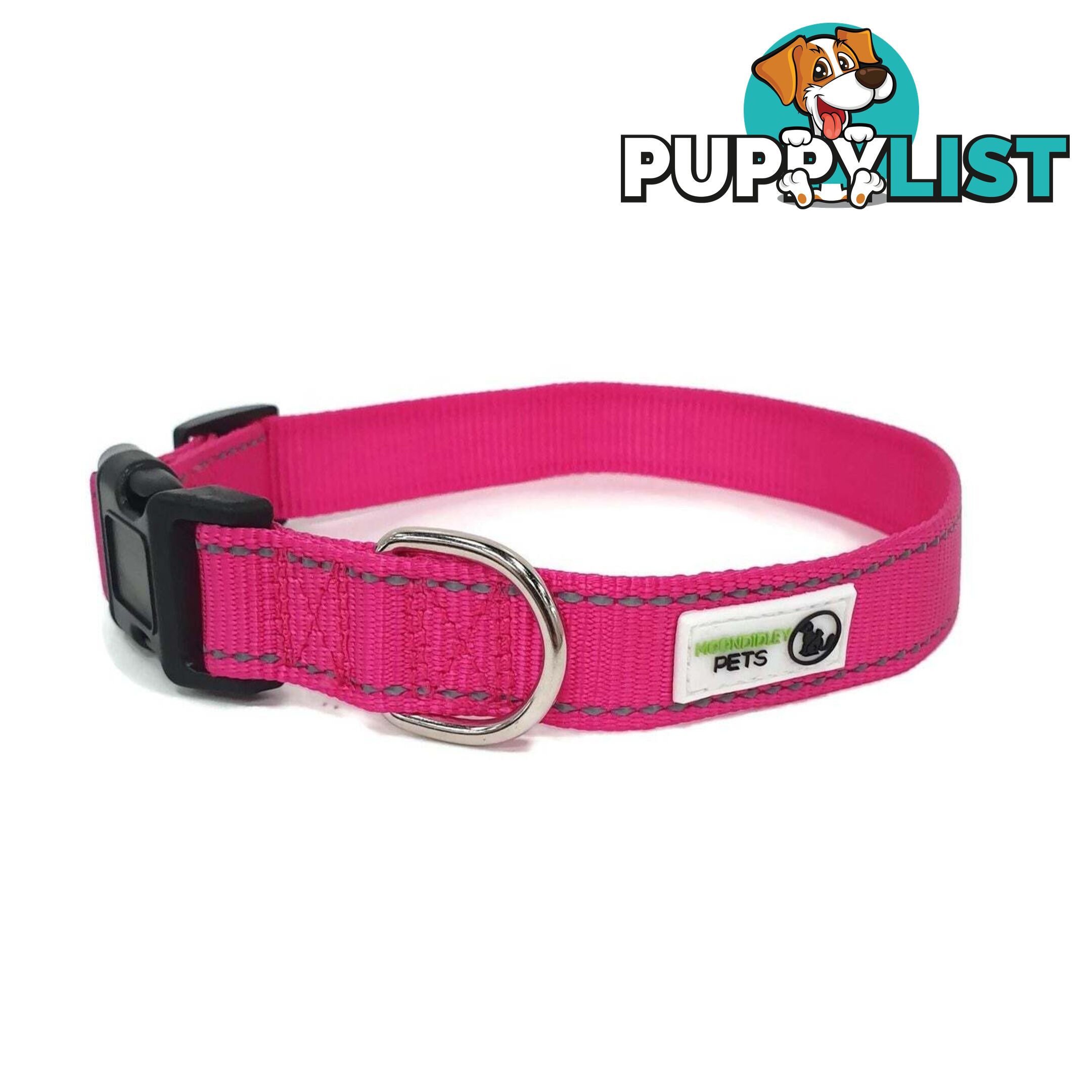 Nylon w/Reflective Stitching Dog Collar - Moondidley Pets - MDPCOLREFXLPUR