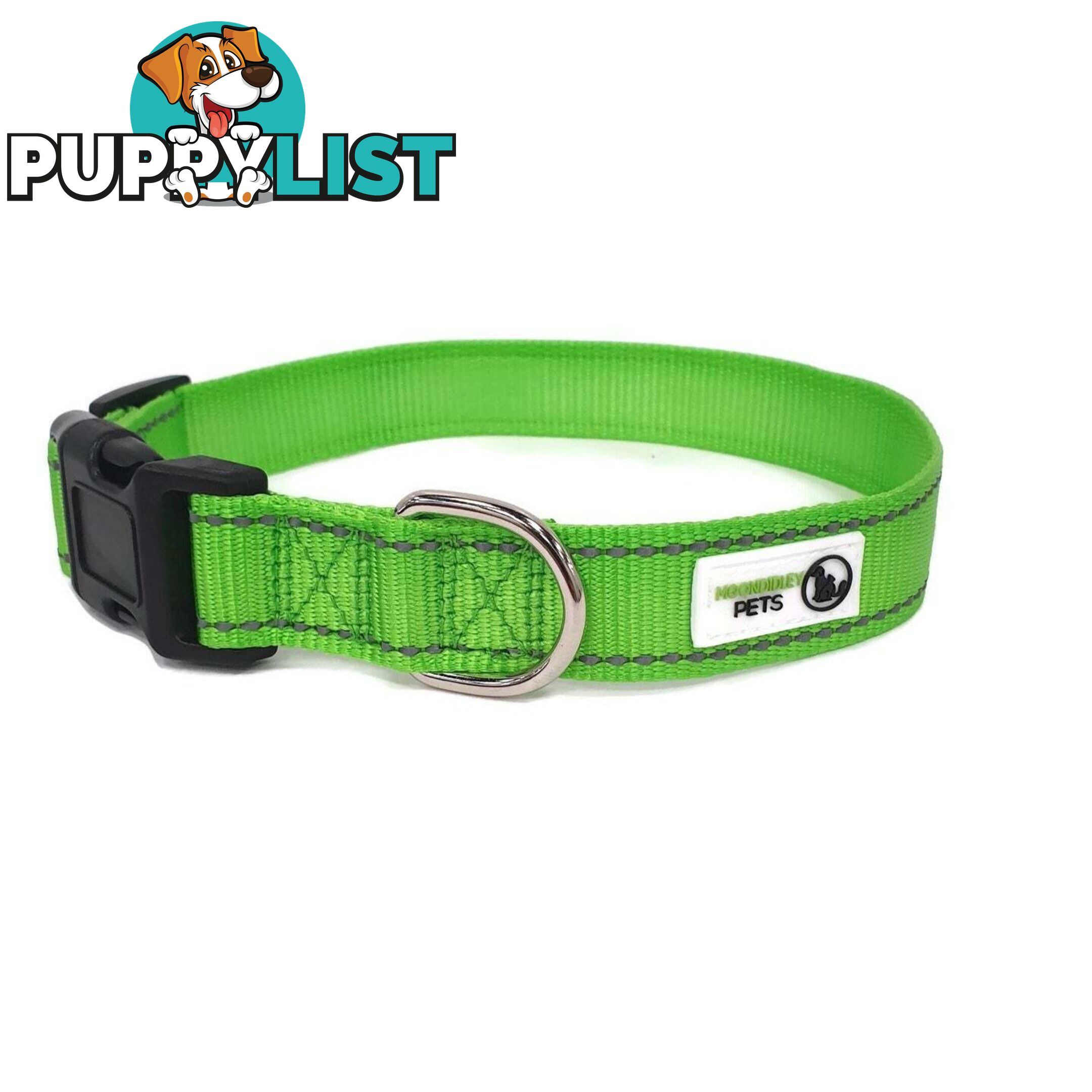 Nylon w/Reflective Stitching Dog Collar - Moondidley Pets - MDPCOLREFXLPUR