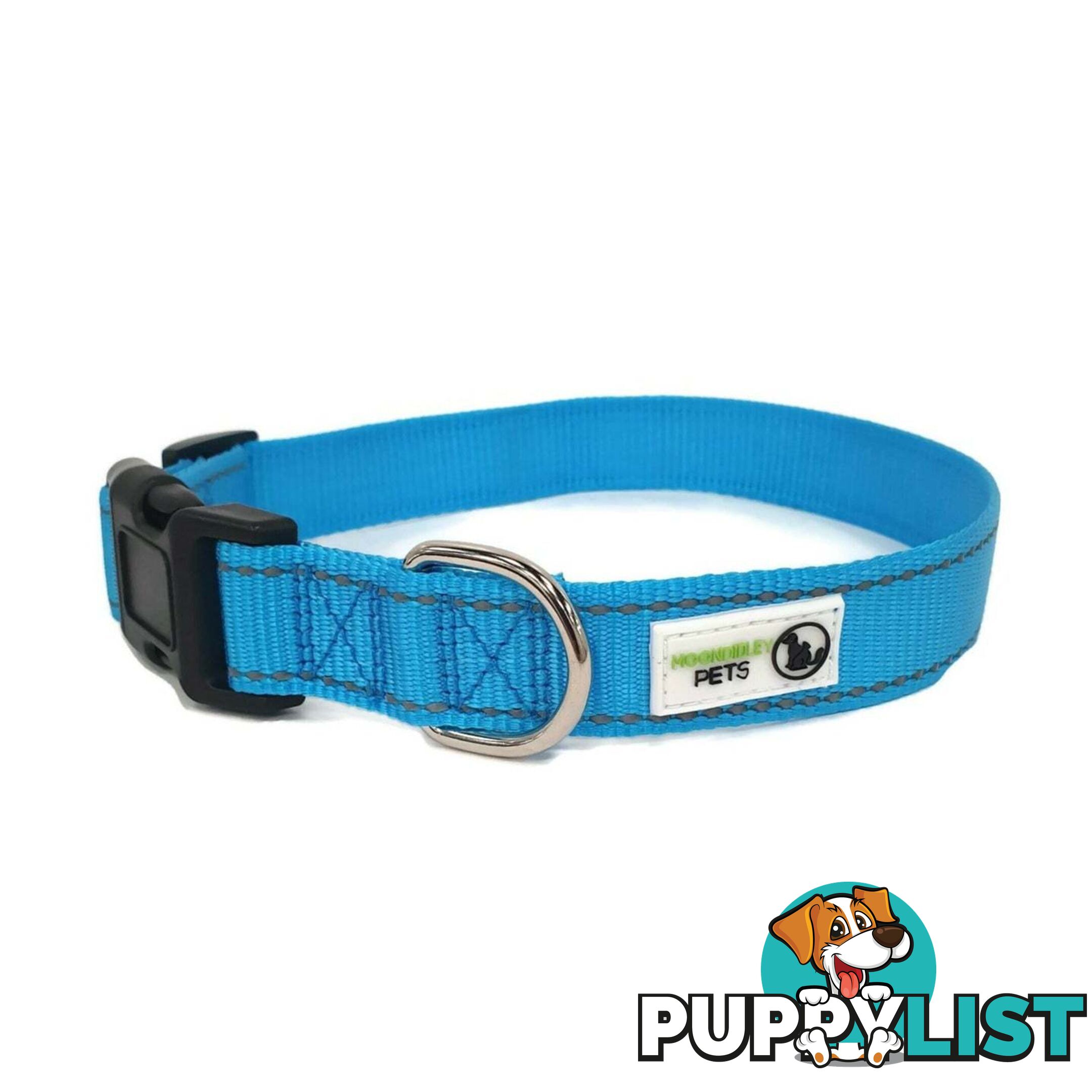Nylon w/Reflective Stitching Dog Collar - Moondidley Pets - MDPCOLREFXLPUR