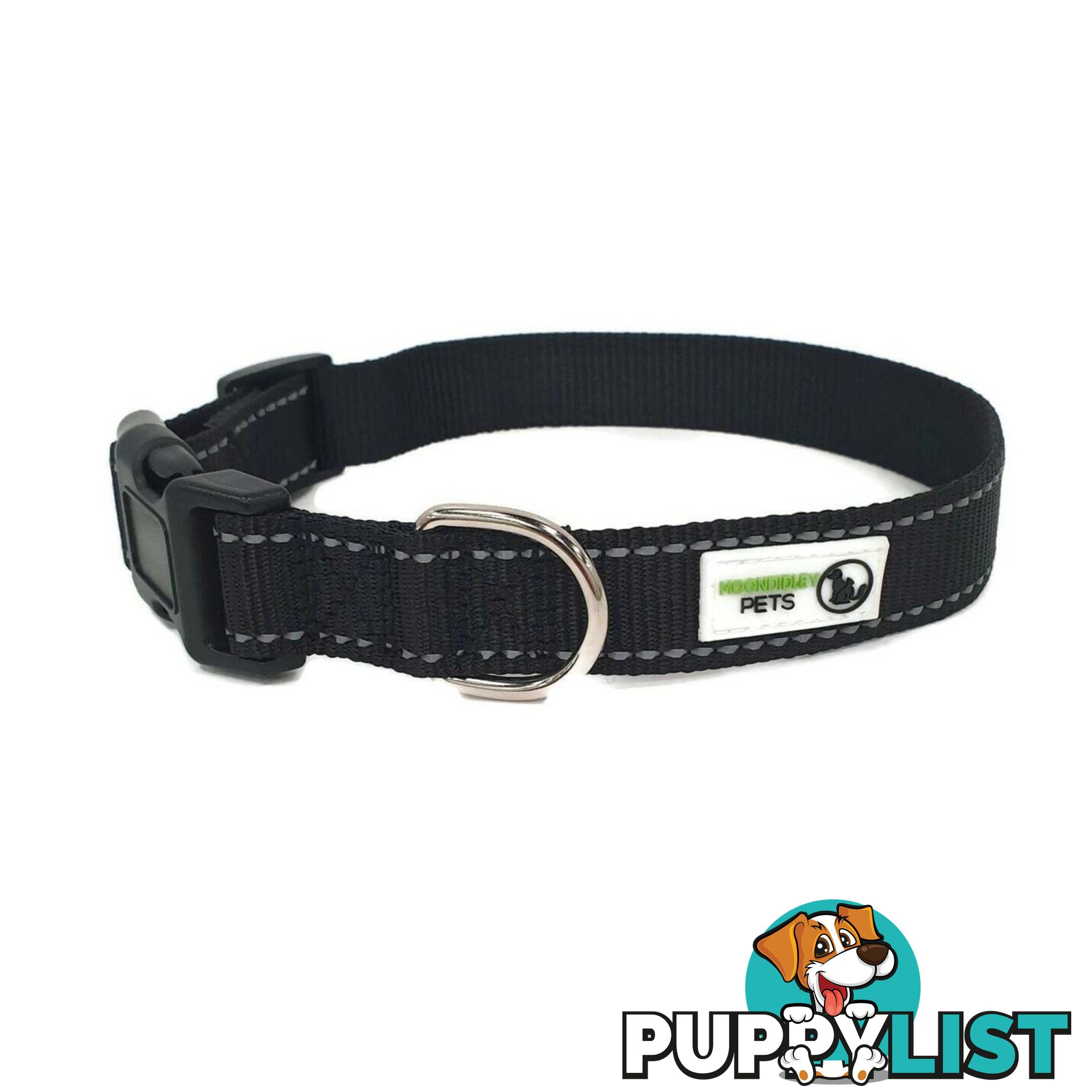 Nylon w/Reflective Stitching Dog Collar - Moondidley Pets - MDPCOLREFXLPUR