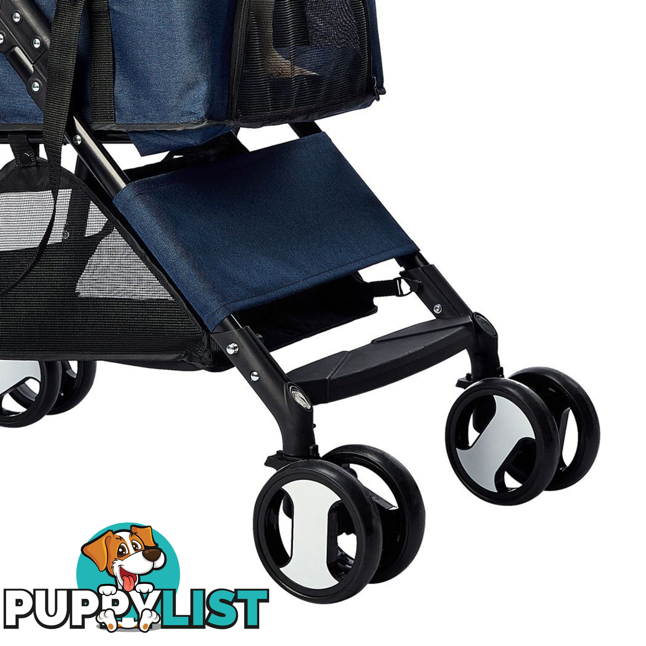 Pet Stroller Dog Cat Pram Foldable Carrier 4 Wheels Large Travel Pushchair Blue - WB-ST1004-BL