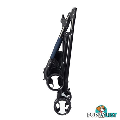 Pet Stroller Dog Cat Pram Foldable Carrier 4 Wheels Large Travel Pushchair Blue - WB-ST1004-BL