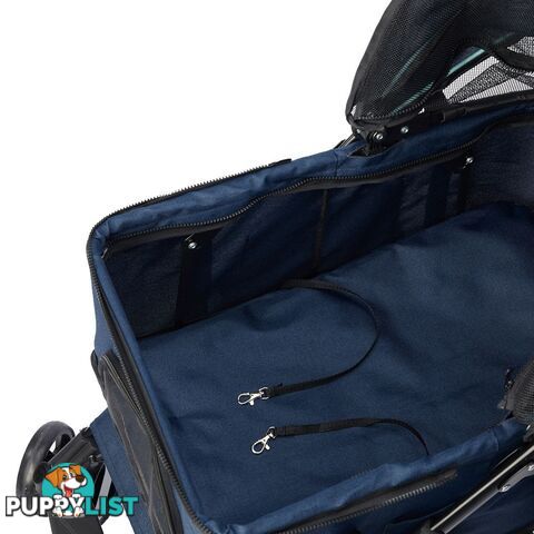 Pet Stroller Dog Cat Pram Foldable Carrier 4 Wheels Large Travel Pushchair Blue - WB-ST1004-BL