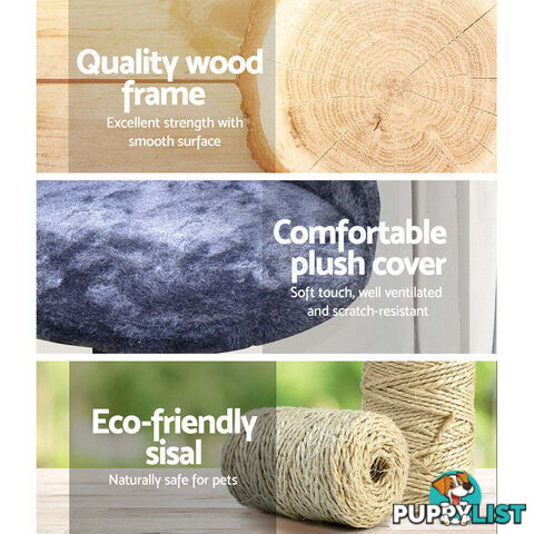 i.Pet Cat Tree 100cm Scratching Post Scratcher Tower Wood Condo House Trees Bed - PET-CAT-WT02-GR