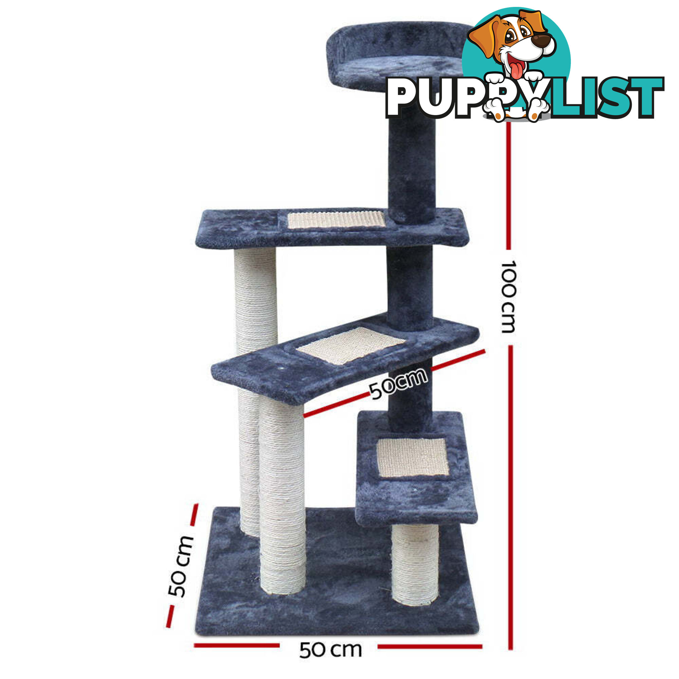 i.Pet Cat Tree 100cm Scratching Post Scratcher Tower Wood Condo House Trees Bed - PET-CAT-WT02-GR