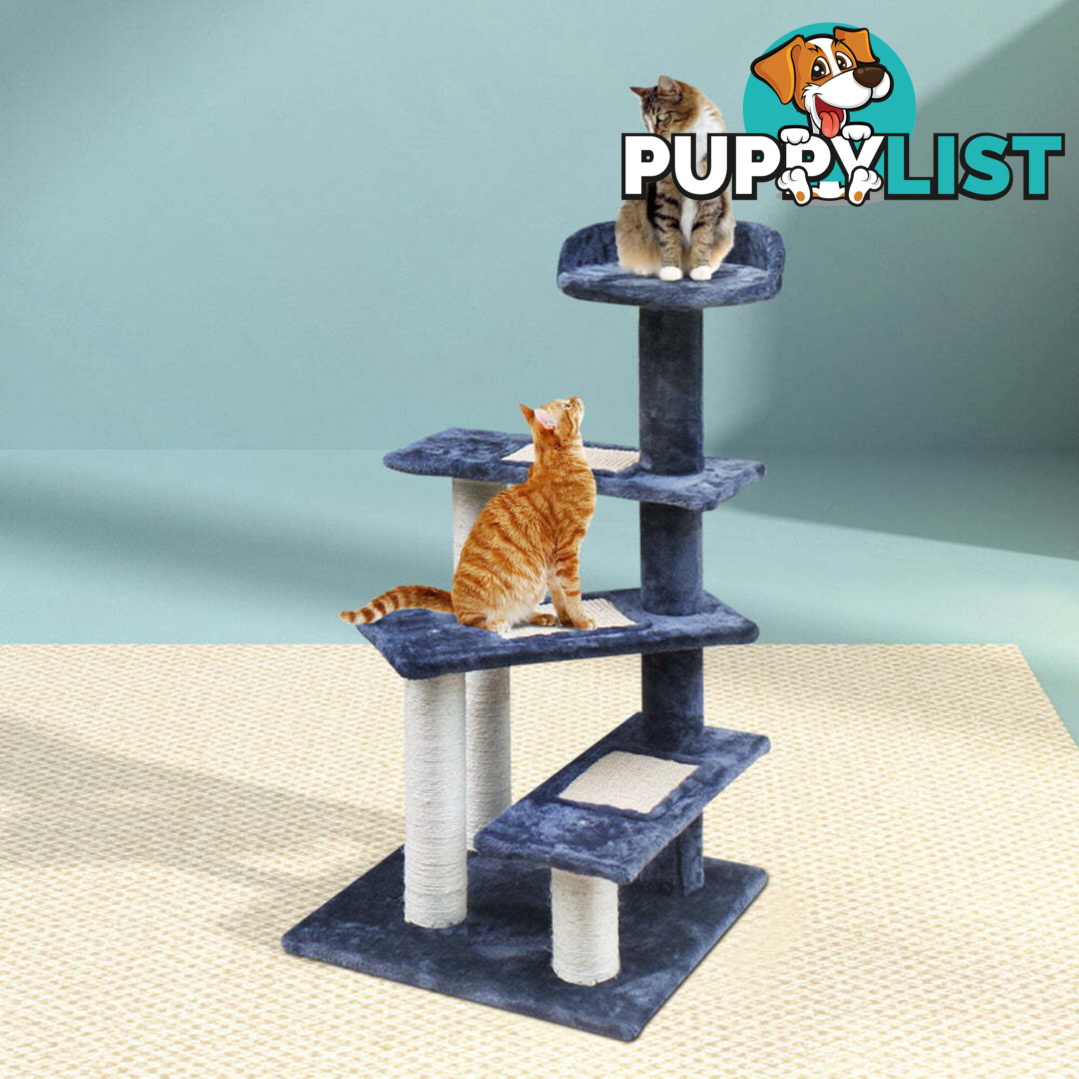 i.Pet Cat Tree 100cm Scratching Post Scratcher Tower Wood Condo House Trees Bed - PET-CAT-WT02-GR
