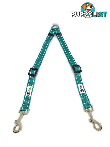 2 Dog Double Lead Coupler, Nylon w/Reflective Stitching - Moondidley Pets - MDPLDCOUSPNK