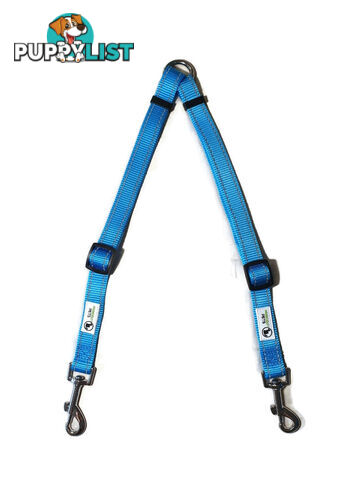 2 Dog Double Lead Coupler, Nylon w/Reflective Stitching - Moondidley Pets - MDPLDCOUSPNK