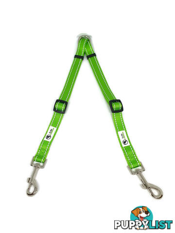 2 Dog Double Lead Coupler, Nylon w/Reflective Stitching - Moondidley Pets - MDPLDCOUSPNK