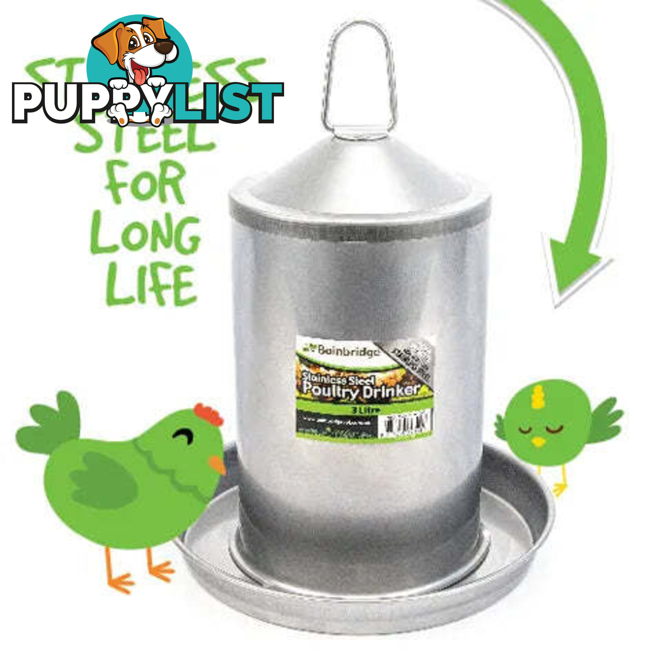 STAINLESS STEEL POULTRY DRINKER - BAINBRIDGE - BB-A8050
