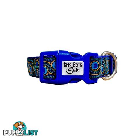 Peacock Feather Dog Collar - Hand Made by The Bark Side - TBSPEALGEBLU