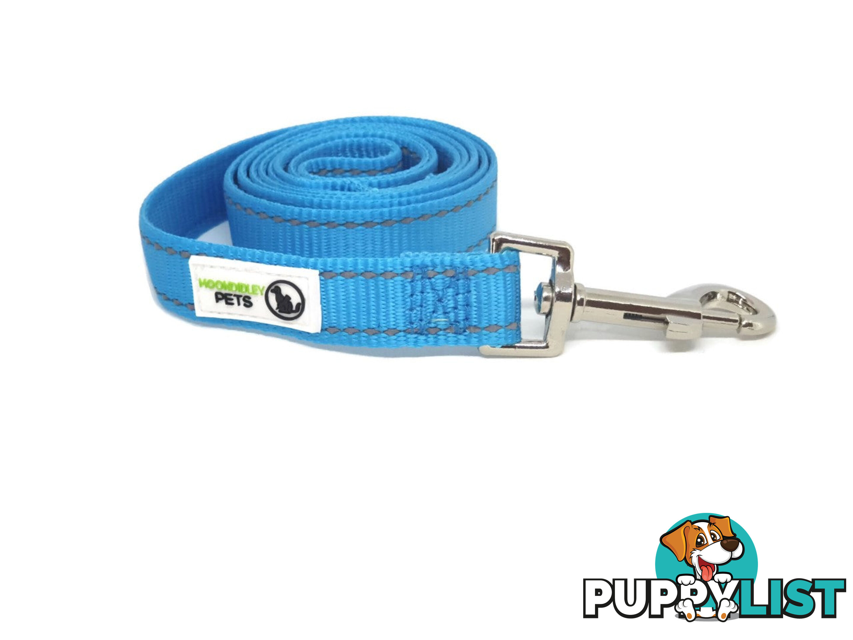 5m Long Nylon w/Reflective Stitching Dog Lead - Moondidley Pets - MDPLDREFLBLU205