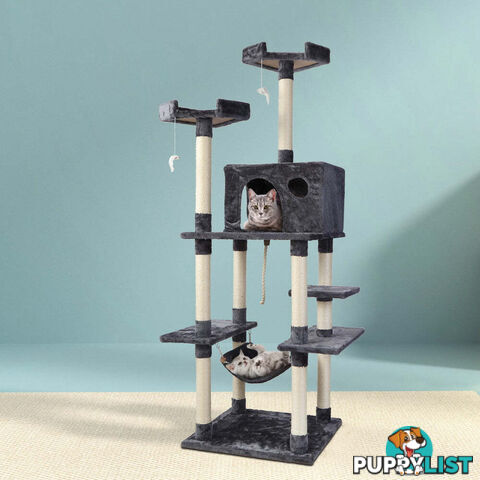 i.Pet Cat Tree 184cm Tower Scratching Post Scratcher Wood Trees Condo Bed House - PET-CAT-FL09-GR