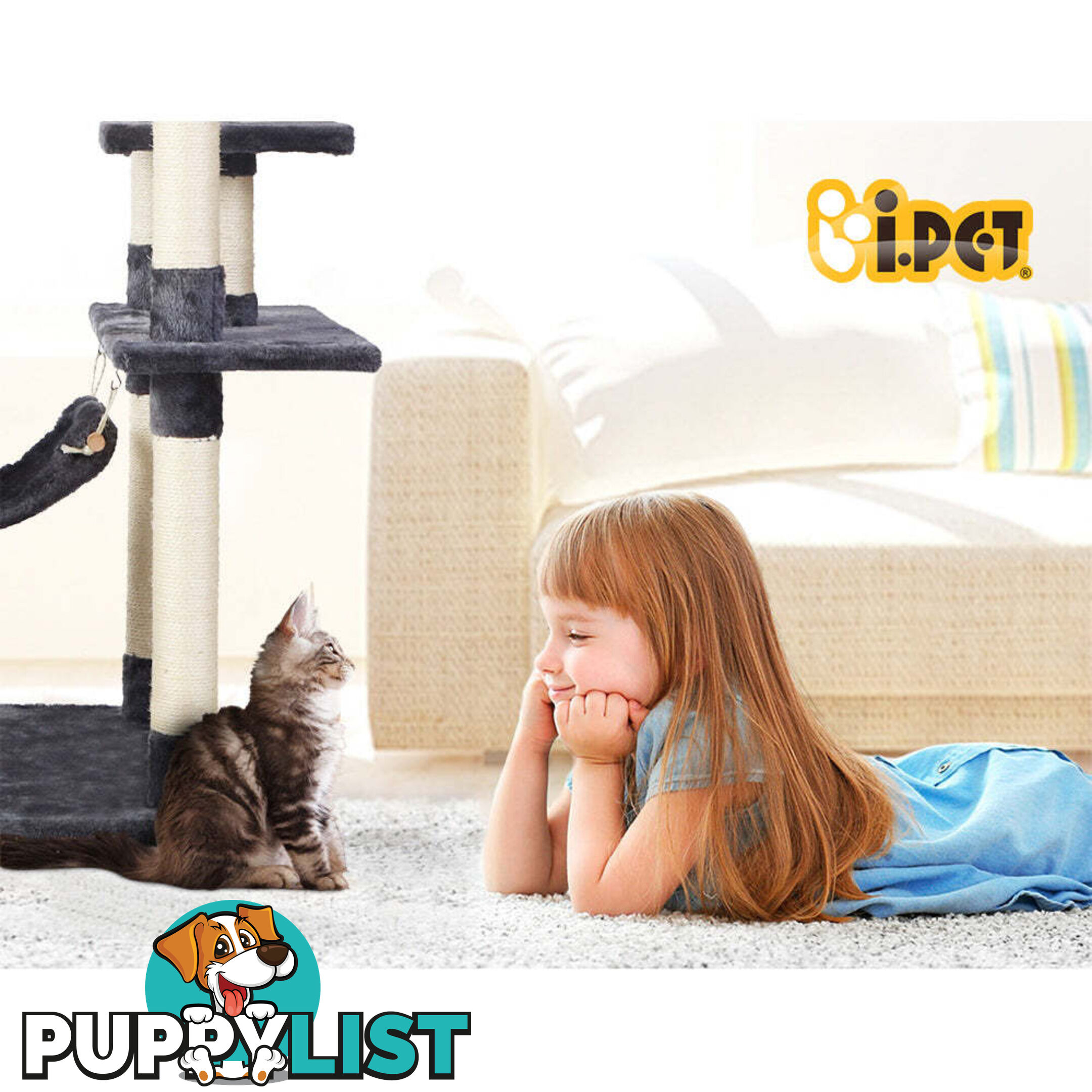i.Pet Cat Tree 184cm Tower Scratching Post Scratcher Wood Trees Condo Bed House - PET-CAT-FL09-GR