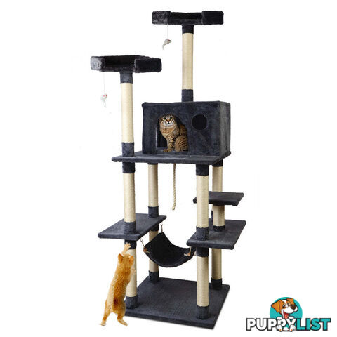 i.Pet Cat Tree 184cm Tower Scratching Post Scratcher Wood Trees Condo Bed House - PET-CAT-FL09-GR