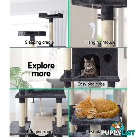 i.Pet Cat Tree 184cm Tower Scratching Post Scratcher Wood Trees Condo Bed House - PET-CAT-FL09-GR