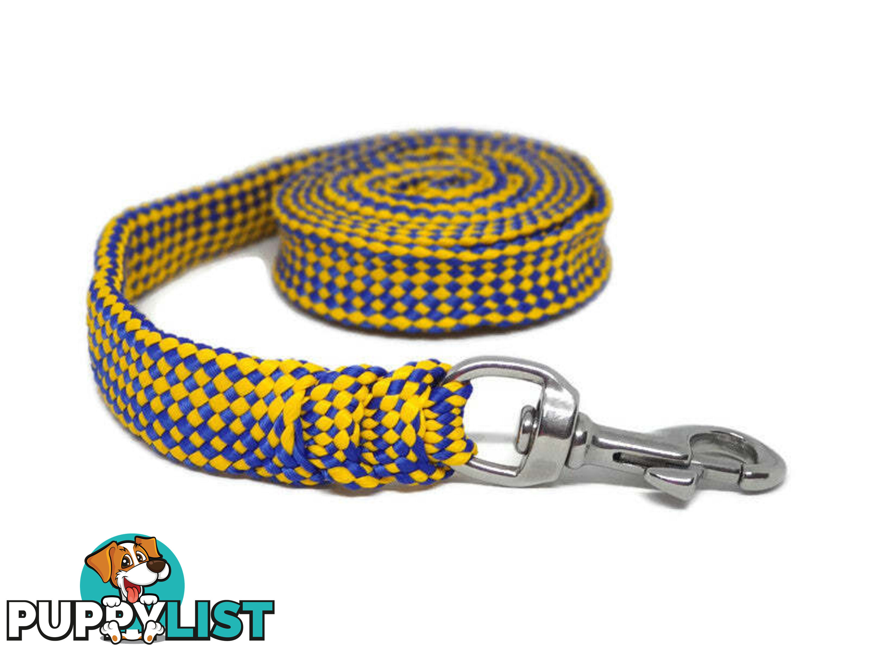 1.8m to 10m Long Dog Lead No Stitching Tough Yarnix 20mm Wide - YNXLD2010BRBLUYEL