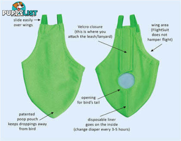 Bird Featherwear Flightsuit Harness & Diaper by Avian Fashions - AF-FS