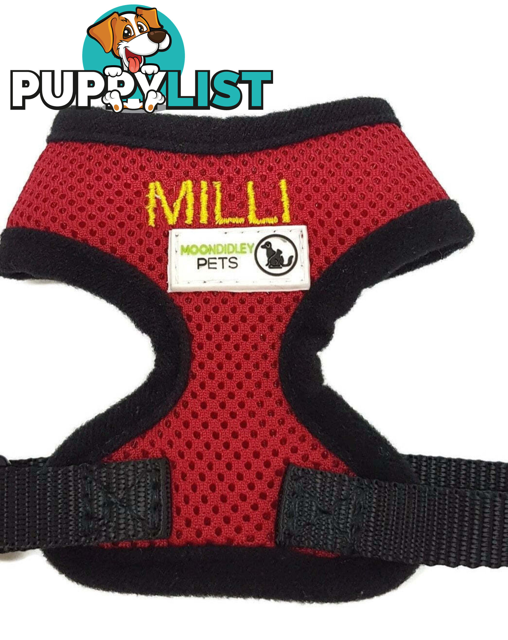 Doggie ID Harness Soft Air Mesh Personalised Embroidered - GC-HAR-ID-NVY-L