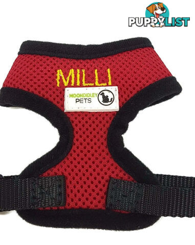 Doggie ID Harness Soft Air Mesh Personalised Embroidered - GC-HAR-ID-NVY-L