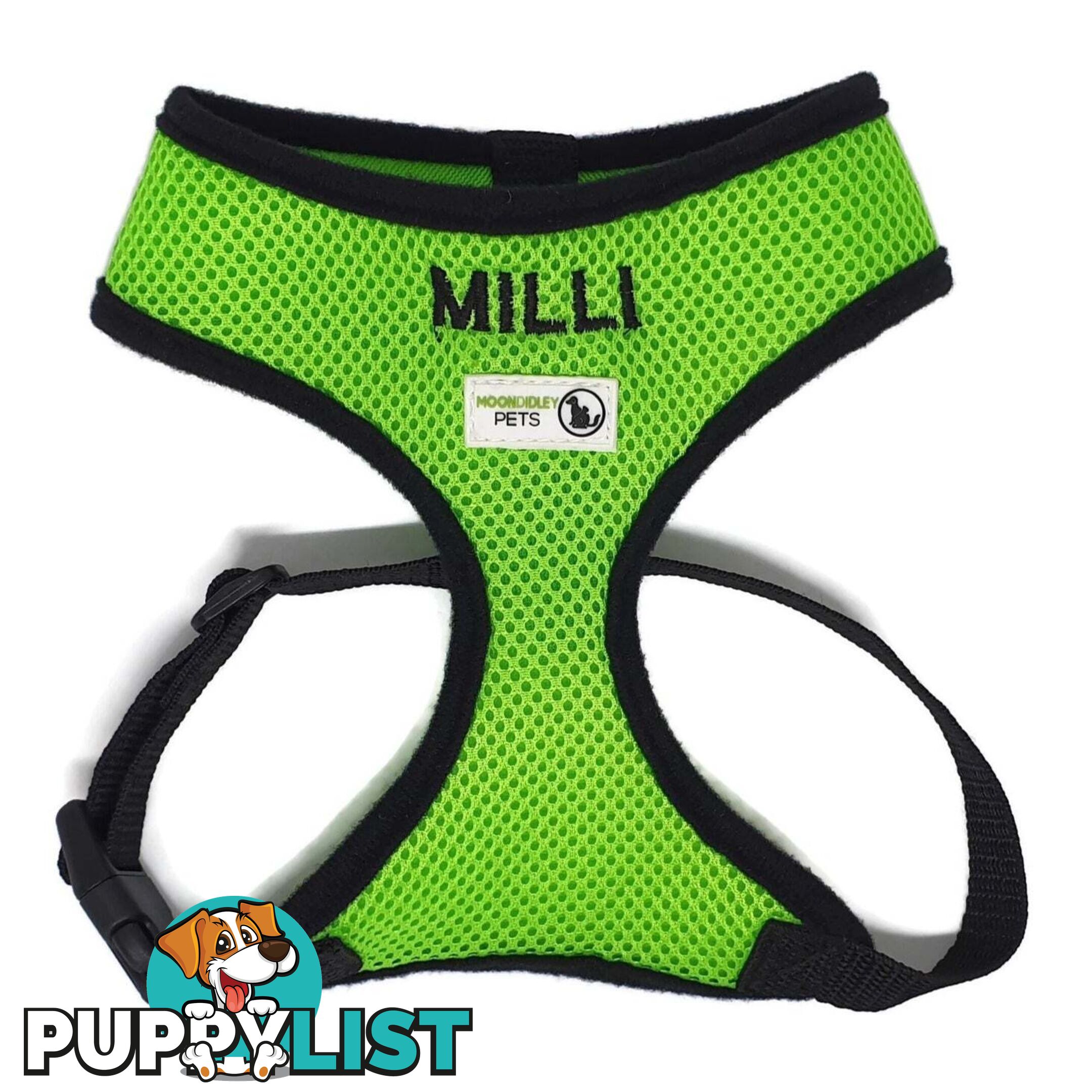 Doggie ID Harness Soft Air Mesh Personalised Embroidered - GC-HAR-ID-NVY-L