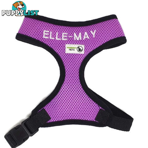 Doggie ID Harness Soft Air Mesh Personalised Embroidered - GC-HAR-ID-NVY-L