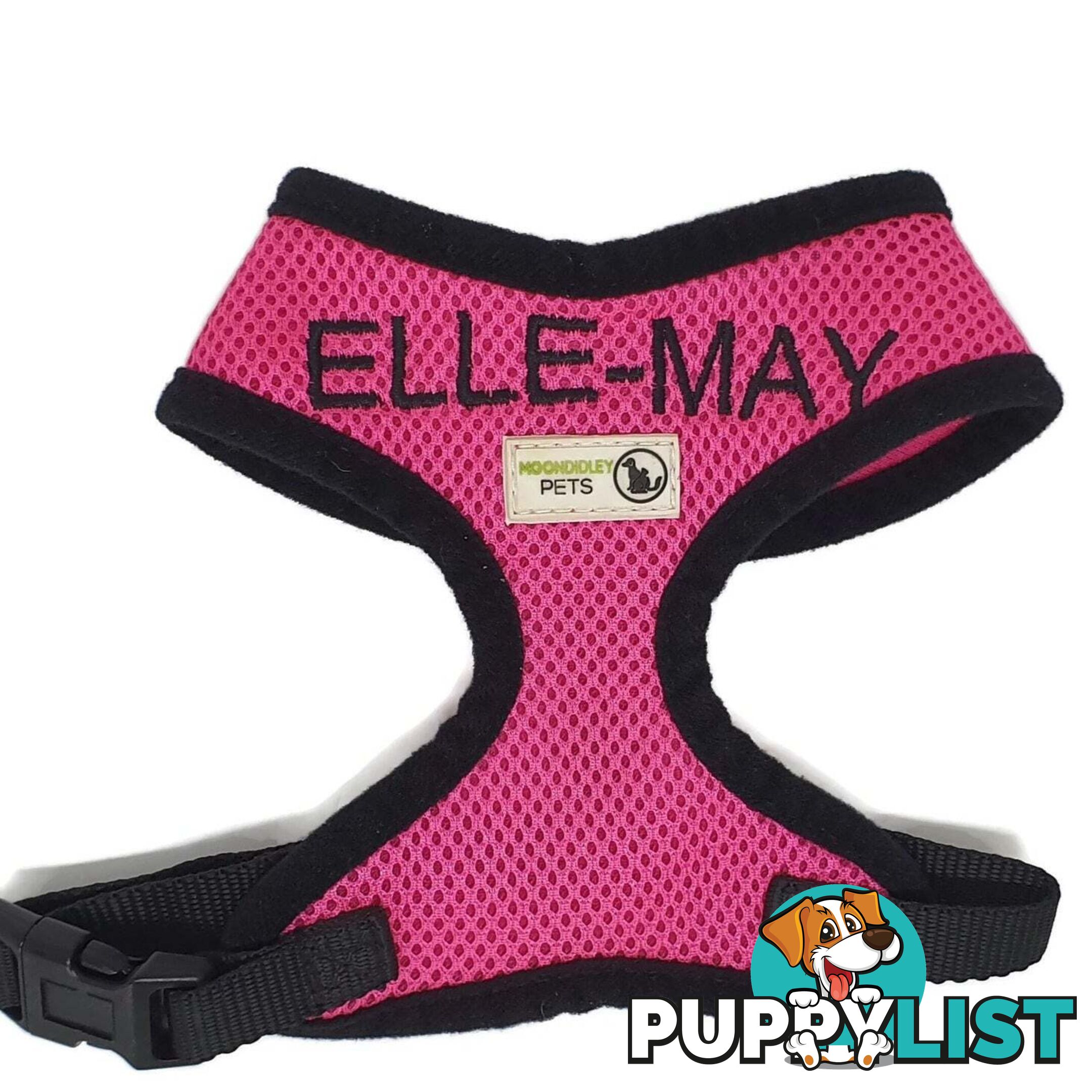 Doggie ID Harness Soft Air Mesh Personalised Embroidered - GC-HAR-ID-NVY-L