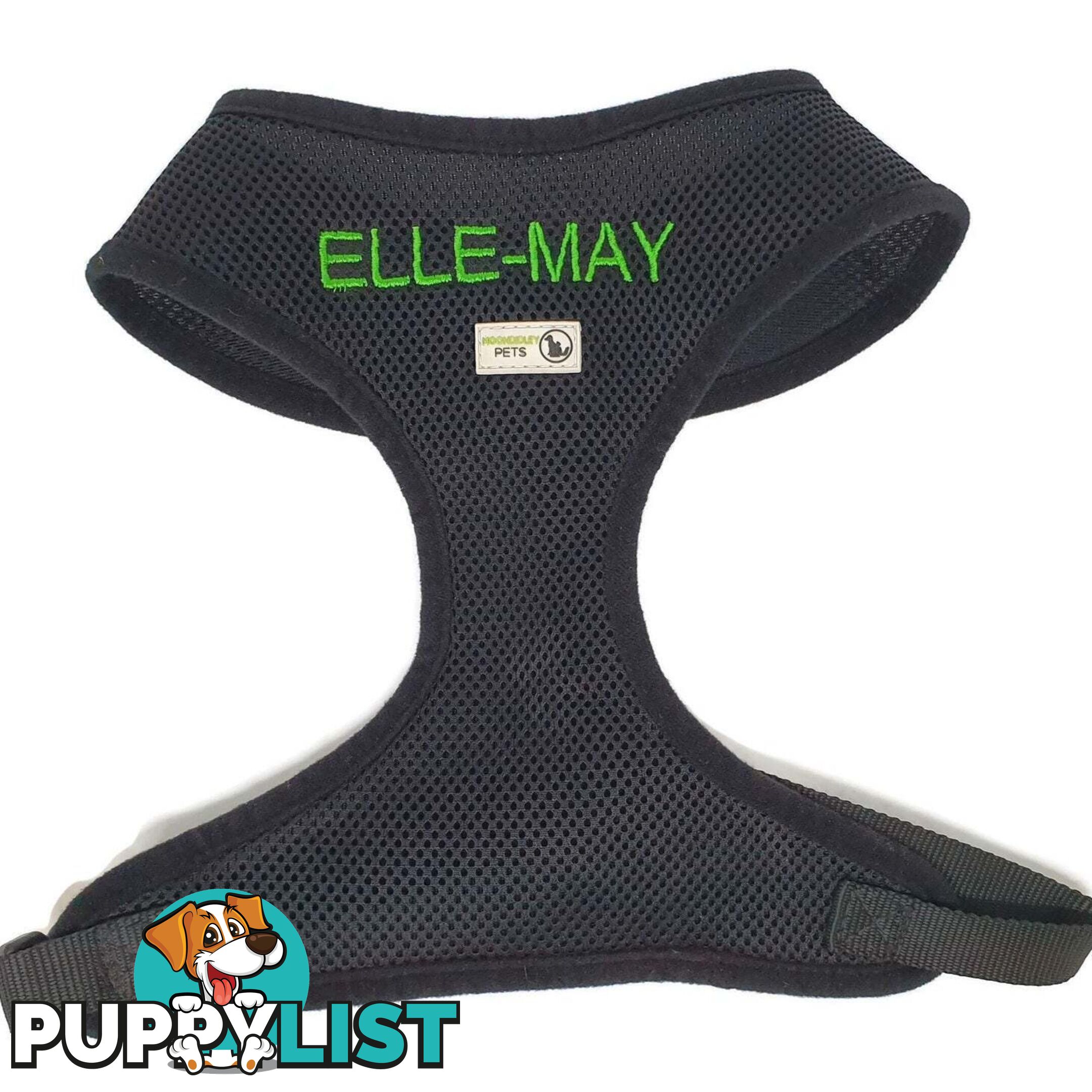 Doggie ID Harness Soft Air Mesh Personalised Embroidered - GC-HAR-ID-NVY-L