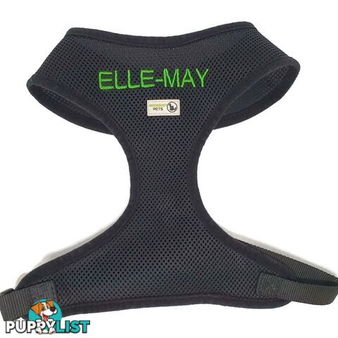 Doggie ID Harness Soft Air Mesh Personalised Embroidered - GC-HAR-ID-NVY-L
